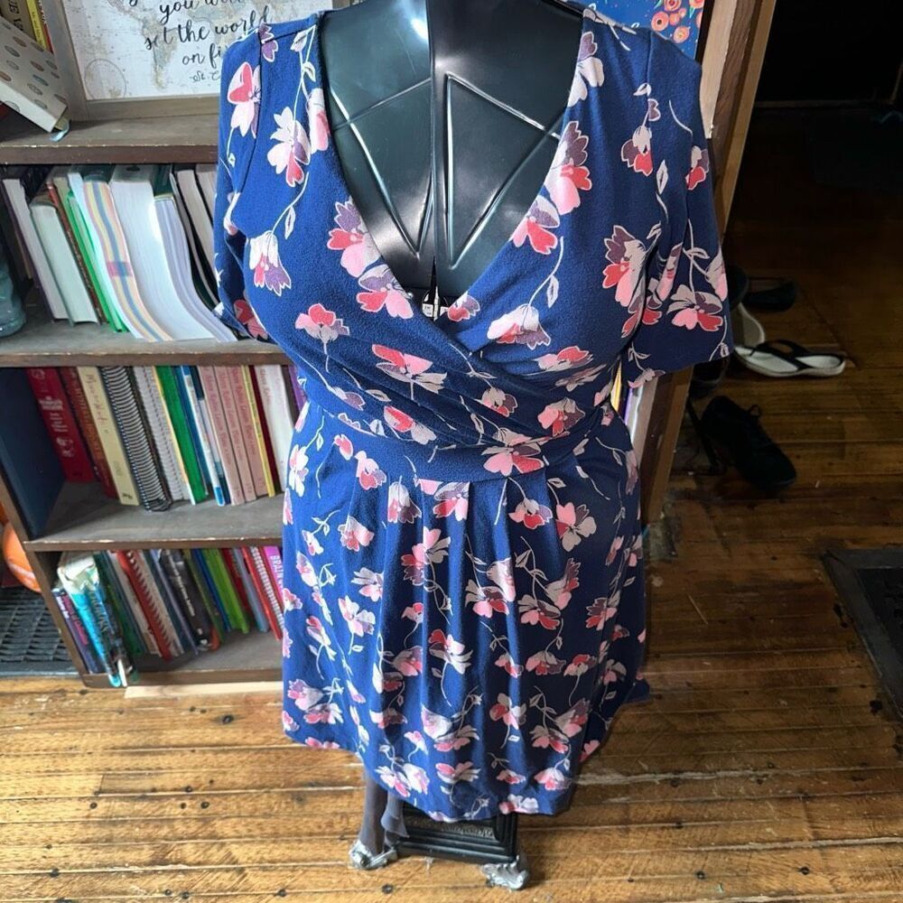 Lands’ End floral blue & pink XS knit travelcore dress